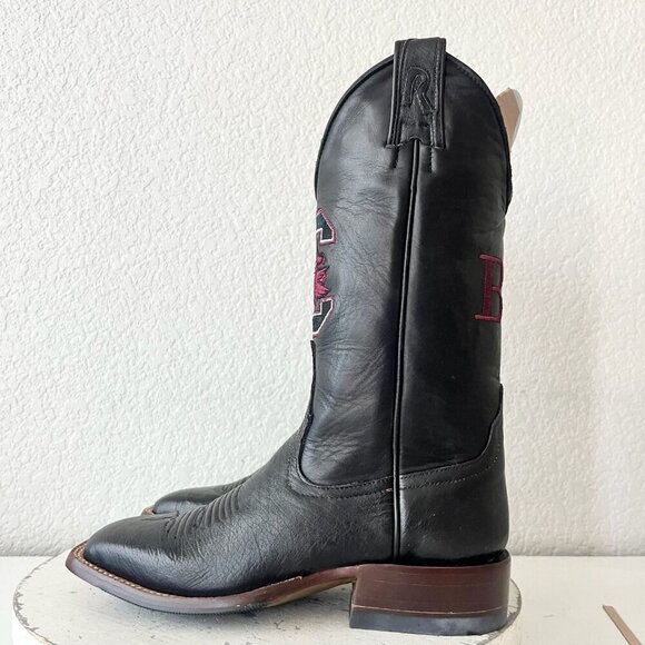 Rod Patrick Womens Cowboy Boots 9B Black Smooth Ostrich Western Square Toe - Picture 4 of 10